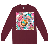 Burgundy hospital nurse coffee cups with leopard seamless pattern bbs Long Sleeve Tee - BundleAndBundleShop