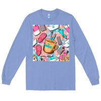 Colony Blue hospital nurse coffee cups with leopard seamless pattern bbs Long Sleeve Tee - BundleAndBundleShop