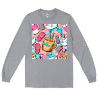 Heather Grey hospital nurse coffee cups with leopard seamless pattern bbs Long Sleeve Tee - BundleAndBundleShop