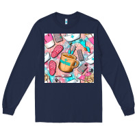 Navy hospital nurse coffee cups with leopard seamless pattern bbs Long Sleeve Tee - BundleAndBundleShop