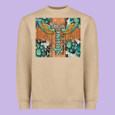 She Is Strong Tumbler Heavyweight Sweatshirt Designed By Barkaloodesign