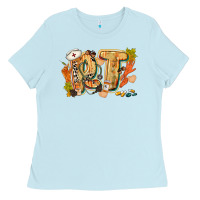 Baby Blue fall rt Ladies Tee - CowGirlArtShop