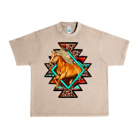 French Oak Aztec Symbol White Horse Urban Heavy Tee - FaDigitalArtStudio
