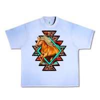 Grape Ice Aztec Symbol White Horse Urban Heavy Tee - FaDigitalArtStudio