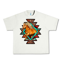 Pistachio Aztec Symbol White Horse Urban Heavy Tee - FaDigitalArtStudio