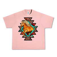 Salmon Aztec Symbol White Horse Urban Heavy Tee - FaDigitalArtStudio