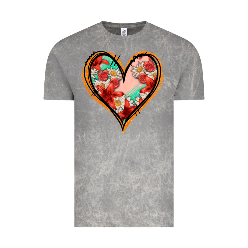 Floral Orange Glitter Heart Vintage Tee by Jasminsmagicworld | Teevron
