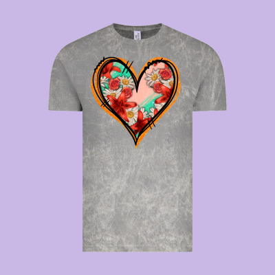 Floral Orange Glitter Heart Vintage Tee Designed By Jasminsmagicworld