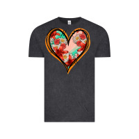 Vintage Black floral orange glitter heart Vintage Tee - Jasminsmagicworld