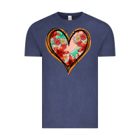 Vintage Denim floral orange glitter heart Vintage Tee - Jasminsmagicworld