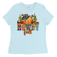 Baby Blue howdy fall Ladies Tee - CowGirlArtShop