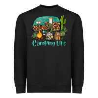 Black camping life caravan and gnome Heavyweight Sweatshirt - BarkalooDesign