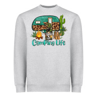 Heather Grey camping life caravan and gnome Heavyweight Sweatshirt - BarkalooDesign