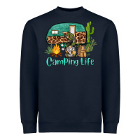Navy camping life caravan and gnome Heavyweight Sweatshirt - BarkalooDesign