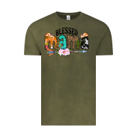Vintage Olive Blessed Mama Vintage Tee - CowCowDesign