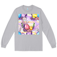 Moon Dust Easter Eggs With Flowers Seamless Pattern Long Sleeve Tee - BundleAndBundleShop