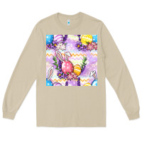 Mushroom Easter Eggs With Flowers Seamless Pattern Long Sleeve Tee - BundleAndBundleShop