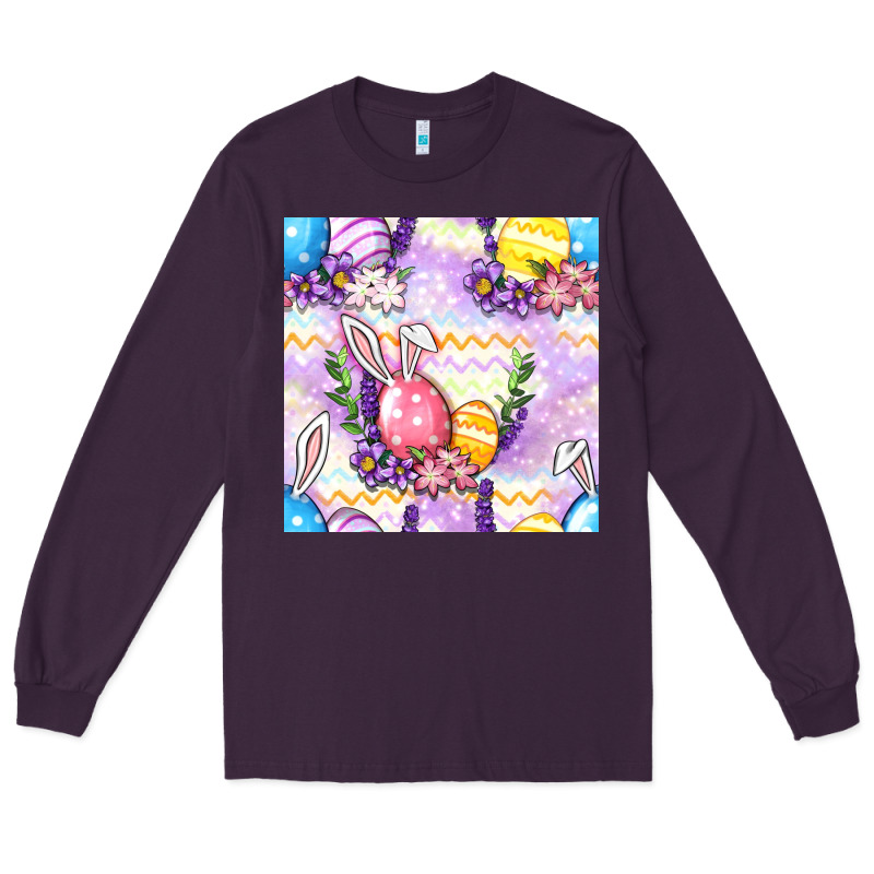 Easter Eggs With Flowers Seamless Pattern Long Sleeve Tee by BundleAndBundleShop | Teevron