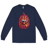 Navy watercolor pumpkin leopard Long Sleeve Tee - RanaPortraitStore