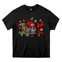 Black Christmas Joy skeleton Heavy Core Tee - NancyCooperArtShop