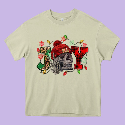 Christmas Joy Skeleton Heavy Core Tee Designed By Nancycooperartshop