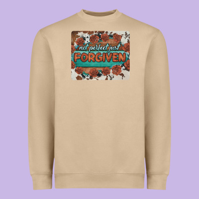 Not Perfect Just Forgiven Heavyweight Sweatshirt Designed By Barkaloodesign