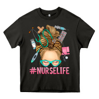 Asphalt blonde messy bun nurse life Heavy Core Tee - RanaPortraitStore