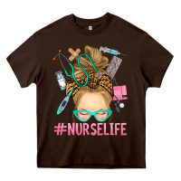Chocolate Brown blonde messy bun nurse life Heavy Core Tee - RanaPortraitStore
