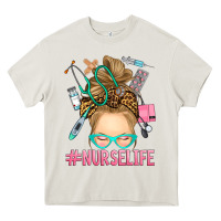 Cream blonde messy bun nurse life Heavy Core Tee - RanaPortraitStore
