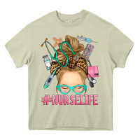 Mossy blonde messy bun nurse life Heavy Core Tee - RanaPortraitStore