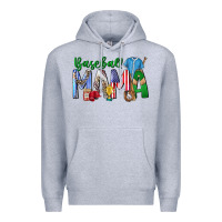 Heather Grey baseball mama Premium Hoodie - CowhideDigitalArt