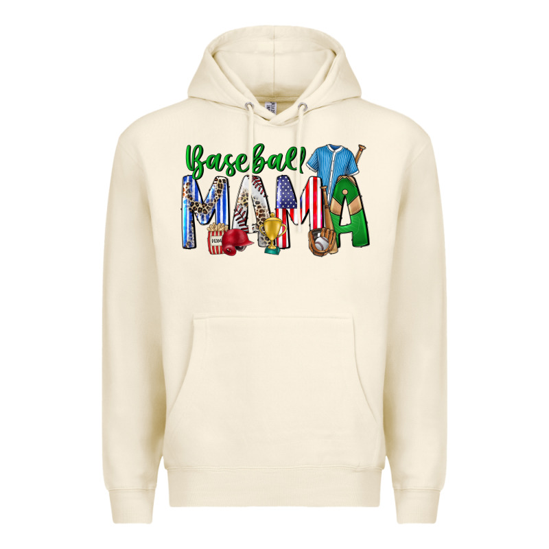 Baseball Mama Premium Hoodie by CowhideDigitalArt | Teevron