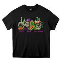 Black Peace love Halloween Heavy Core Tee - NancyCooperArtShop