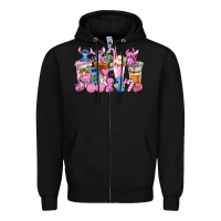 Black stitch and lilo pink christmas coffee cups Zipper Hoodie - AdoDesignShop