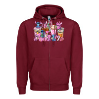 Burgundy stitch and lilo pink christmas coffee cups Zipper Hoodie - AdoDesignShop