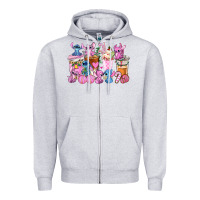 Heather Grey stitch and lilo pink christmas coffee cups Zipper Hoodie - AdoDesignShop