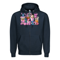 Navy stitch and lilo pink christmas coffee cups Zipper Hoodie - AdoDesignShop