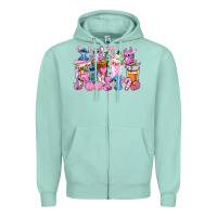 Seafoam stitch and lilo pink christmas coffee cups Zipper Hoodie - AdoDesignShop