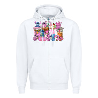 White stitch and lilo pink christmas coffee cups Zipper Hoodie - AdoDesignShop