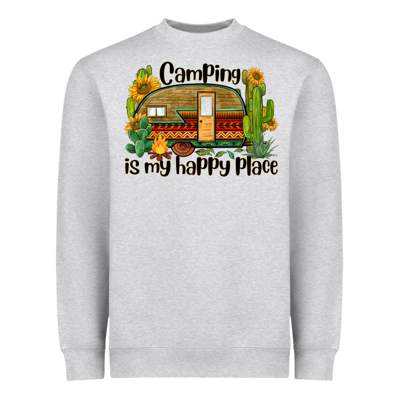 Camping Is My Happy Place Caravan Heavyweight Sweatshirt by BarkalooDesign | Teevron