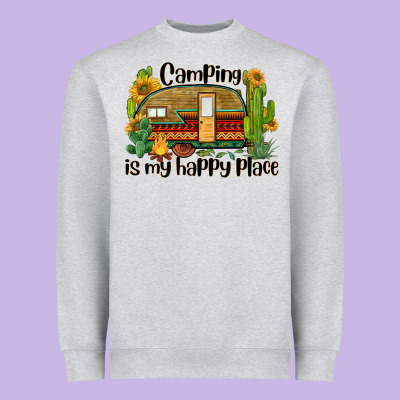 Camping Is My Happy Place Caravan Heavyweight Sweatshirt Designed By Barkaloodesign