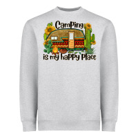 Heather Grey camping is my happy place caravan Heavyweight Sweatshirt - BarkalooDesign