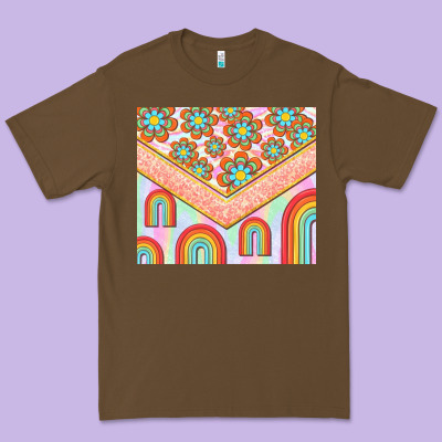 Hippie Rainbow And Daisy Premium Tee Designed By Tumblerdesignbyshophia