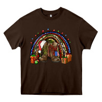 Chocolate Brown Army Christmas rainbow Heavy Core Tee - NancyCooperArtShop