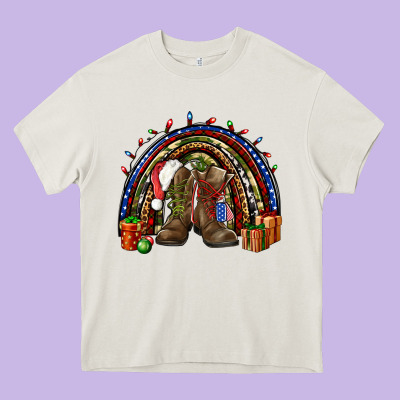 Army Christmas Rainbow Heavy Core Tee Designed By Nancycooperartshop