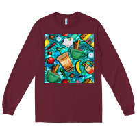 School Boy Coffe Cup With Camouflage Seamless Pattern Bbs Long Sleeve Tee | Teevron