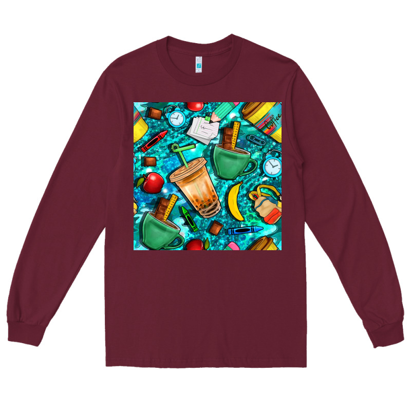 School Boy Coffe Cup With Camouflage Seamless Pattern Bbs Long Sleeve Tee by BundleAndBundleShop | Teevron