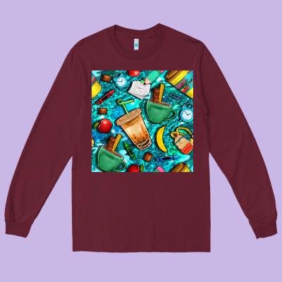 School Boy Coffe Cup With Camouflage Seamless Pattern Bbs Long Sleeve Tee Designed By Bundleandbundleshop