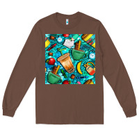 Chestnut school boy coffe cup with camouflage seamless pattern bbs Long Sleeve Tee - BundleAndBundleShop