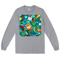 Heather Grey school boy coffe cup with camouflage seamless pattern bbs Long Sleeve Tee - BundleAndBundleShop